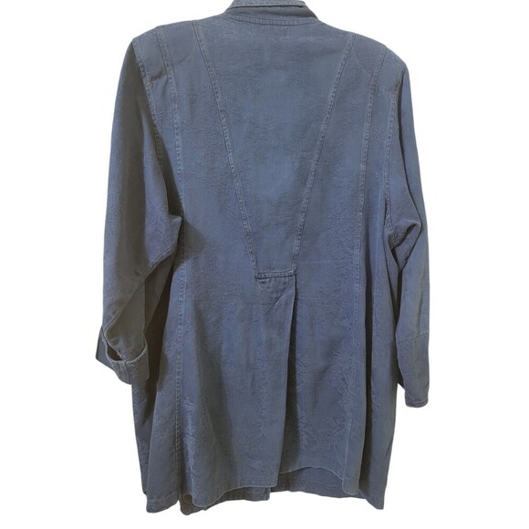 VINTAGE Retro 80s Maria Koutsikou Oversized Jacket Blue Floral Jacquard Sz M H3 - Picture 3 of 10